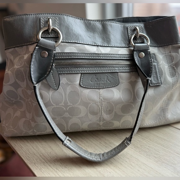 Coach Handbags - Coach Silver Signature Penelope Large Shopper Tote Bag with original Tag